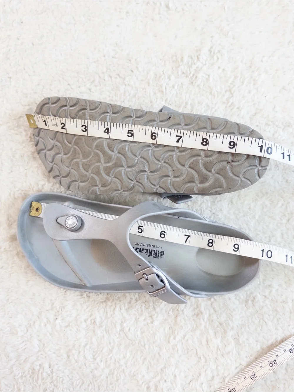 Birkenstock Gizeh EVA Silver Gray Thong Sandals Size 38